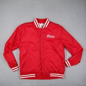 Brixton x Coors Jacket Mens XL Red Snap Front Lined Coach Sport Beer Retro